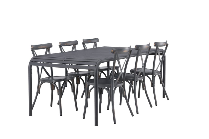 Borneo Spisegruppe 200 cm + 6 Tablas Spisestoler - Mørkegrå/Svart - Hagemøbler & utemiljø - Hagegruppe - Spisegrupper hage