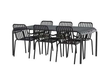 Borneo Spisegruppe 200 cm + 6 Peking Karmstoler - Svart - Hagemøbler & utemiljø - Hagegruppe - Spisegrupper hage