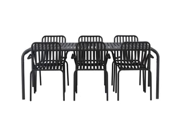Borneo Spisegruppe 200 cm + 6 Peking Karmstoler - Svart - Hagemøbler & utemiljø - Hagegruppe - Spisegrupper hage