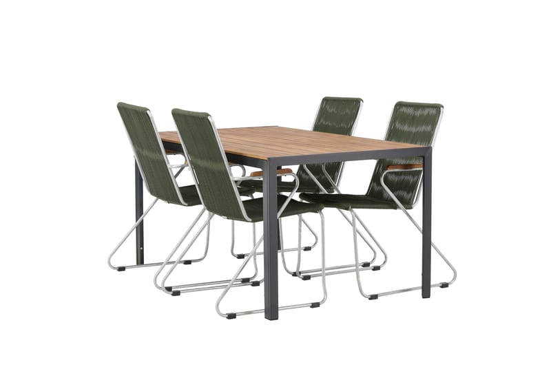 Break Spisegruppe 150 cm + 4 Bois Karmstoler, Grønn/Brun