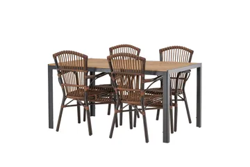 Break Spisegruppe 150 cm + 4 Galera Karmstoler - Brun - Hagemøbler & utemiljø - Hagegruppe - Spisegrupper hage