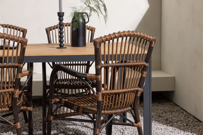 Break Spisegruppe 150 cm + 4 Galera Karmstoler - Brun - Hagemøbler & utemiljø - Hagegruppe - Spisegrupper hage