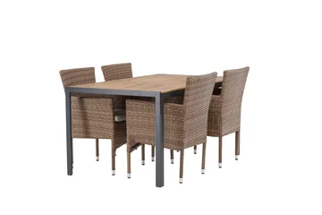 Break Spisegruppe 150 cm + 4 Malina Karmstoler - Brun - Hagemøbler & utemiljø - Hagegruppe - Spisegrupper hage