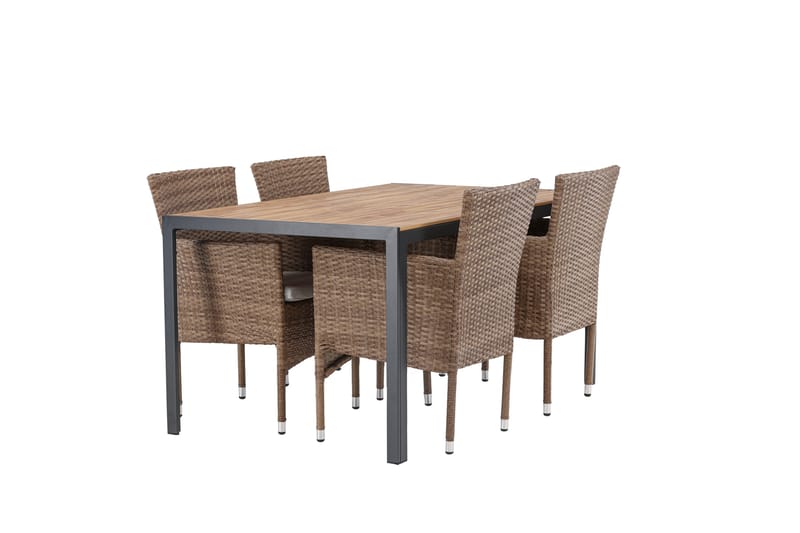 Break Spisegruppe 150 cm + 4 Malina Karmstoler - Brun - Hagemøbler & utemiljø - Hagegruppe - Spisegrupper hage