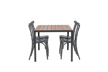 Break Spisegruppe 150 cm + 4 Tablas Spisestoler - Brun/Mørkegrå - Hagemøbler & utemiljø - Hagegruppe - Spisegrupper hage