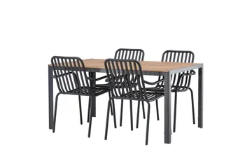 Break Spisegruppe 150 cm + 4 Peking Karmstoler - Svart/Brun - Hagemøbler & utemiljø - Hagegruppe - Spisegrupper hage