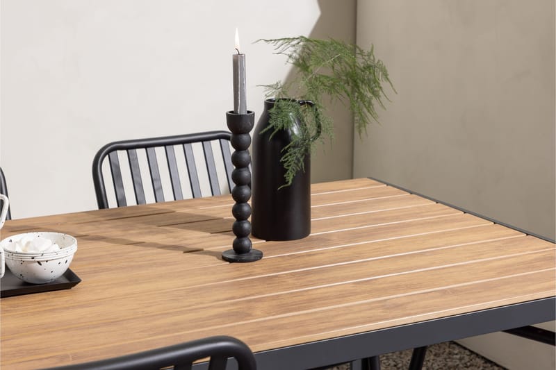 Break Spisegruppe 150 cm + 4 Peking Karmstoler - Svart/Brun - Hagemøbler & utemiljø - Hagegruppe - Spisegrupper hage