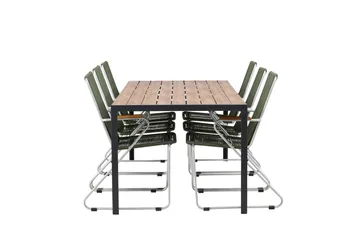 Break Spisegruppe 205 cm + 6 Bois Karmstoler - Grønn/Brun - Hagemøbler & utemiljø - Hagegruppe - Spisegrupper hage