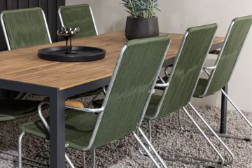 Break Spisegruppe 205 cm + 6 Bois Karmstoler - Grønn/Brun - Hagemøbler & utemiljø - Hagegruppe - Spisegrupper hage