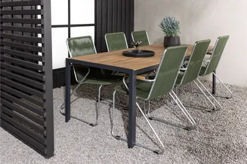 Break Spisegruppe 205 cm + 6 Bois Karmstoler - Grønn/Brun - Hagemøbler & utemiljø - Hagegruppe - Spisegrupper hage