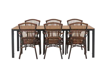 Break Spisegruppe 205 cm + 6 Galera Karmstoler - Brun - Hagemøbler & utemiljø - Hagegruppe - Spisegrupper hage