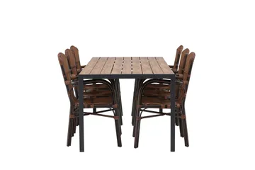 Break Spisegruppe 205 cm + 6 Galera Karmstoler - Brun - Hagemøbler & utemiljø - Hagegruppe - Spisegrupper hage