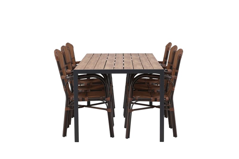 Break Spisegruppe 205 cm + 6 Galera Karmstoler - Brun - Hagemøbler & utemiljø - Hagegruppe - Spisegrupper hage