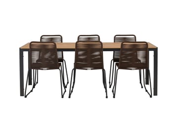 Break Spisegruppe 205 cm + 6 Lindos Spisestoler - Brun - Hagemøbler & utemiljø - Hagegruppe - Spisegrupper hage