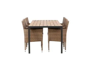 Break Spisegruppe 205 cm + 6 Malina Karmstoler - Brun - Hagemøbler & utemiljø - Hagegruppe - Spisegrupper hage