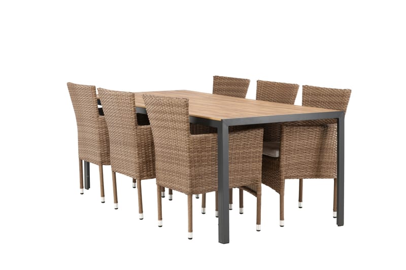 Break Spisegruppe 205 cm + 6 Malina Karmstoler, Brun