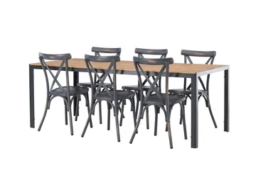 Break Spisegruppe 205 cm + 6 Tablas Spisestoler - Brun/Mørkegrå - Hagemøbler & utemiljø - Hagegruppe - Spisegrupper hage
