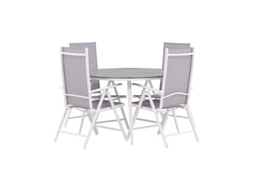 Break Spisegruppe Rund 120 cm + 4 Break Posisjonsstol - Hvit/Grå - Hagemøbler & utemiljø - Hagegruppe - Spisegrupper hage