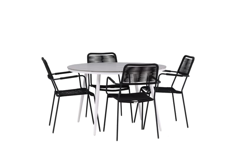 Break Spisegruppe Rund 120 cm 4 Lindos Karmstol - Svart/Grå - Hagemøbler & utemiljø - Hagegruppe - Spisegrupper hage