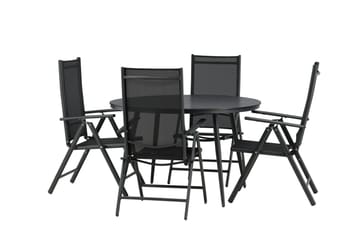 Break Spisegruppe Rund 120cm + 4 Break Posisjonsstol - Svart - Hagemøbler & utemiljø - Hagegruppe - Spisegrupper hage