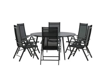 Break Spisegruppe Rund 150 cm + 6 Break Posisjonsstol - Svart - Hagemøbler & utemiljø - Hagegruppe - Spisegrupper hage