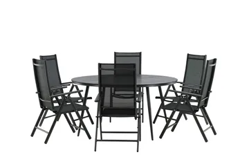 Break Spisegruppe Rund 150 cm + 6 Break Posisjonsstol - Svart - Hagemøbler & utemiljø - Hagegruppe - Spisegrupper hage