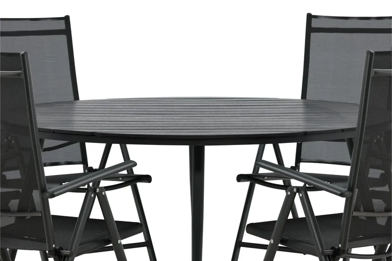 Break Spisegruppe Rund 150 cm + 6 Break Posisjonsstol - Svart - Hagemøbler & utemiljø - Hagegruppe - Spisegrupper hage