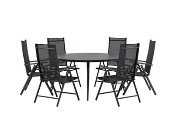 Break Spisegruppe Rund 150 cm + 6 Break Posisjonsstol - Svart - Hagemøbler & utemiljø - Hagegruppe - Spisegrupper hage