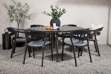 Break Spisegruppe Rund 150 cm + 6 Slit Spisestol - Svart - Hagemøbler & utemiljø - Hagegruppe - Spisegrupper hage