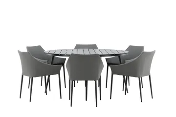 Break Spisegruppe Rund 150 cm + 6 Spoga Spisestol - Svart - Hagemøbler & utemiljø - Hagegruppe - Spisegrupper hage