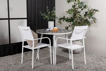 Break Spisegruppe Rund 70 cm + 2 Santorini Karmstoler - Sølv/Grå - Hagemøbler & utemiljø - Hagegruppe - Spisegrupper hage