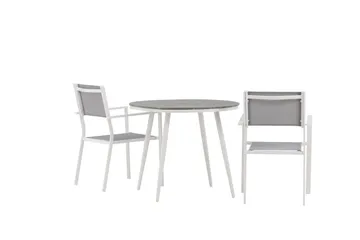 Break Spisegruppe Rund 70 cm+2 Copacabana Stablebare Stoler - Hvit - Hagemøbler & utemiljø - Hagegruppe - Spisegrupper hage
