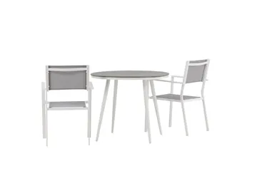 Break Spisegruppe Rund 70 cm+2 Copacabana Stablebare Stoler - Hvit - Hagemøbler & utemiljø - Hagegruppe - Spisegrupper hage