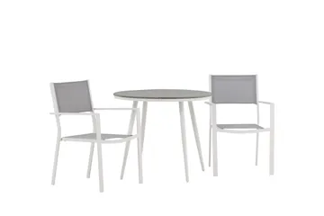 Break Spisegruppe Rund 70 cm+2 Copacabana Stablebare Stoler - Hvit - Hagemøbler & utemiljø - Hagegruppe - Spisegrupper hage