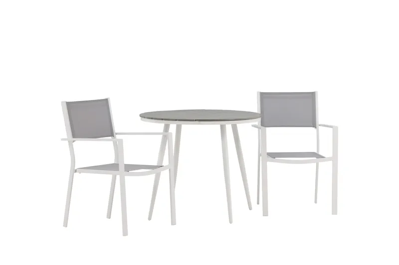 Break Spisegruppe Rund 70 cm+2 Copacabana Stablebare Stoler - Hvit - Hagemøbler & utemiljø - Hagegruppe - Spisegrupper hage
