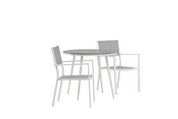 Break Spisegruppe Rund 70 cm+2 Copacabana Stablebare Stoler - Hvit - Hagemøbler & utemiljø - Hagegruppe - Spisegrupper hage