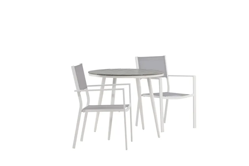 Break Spisegruppe Rund 70 cm+2 Copacabana Stablebare Stoler - Hvit - Hagemøbler & utemiljø - Hagegruppe - Spisegrupper hage