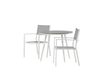 Break Spisegruppe Rund 70 cm+2 Copacabana Stablebare Stoler - Hvit - Hagemøbler & utemiljø - Hagegruppe - Spisegrupper hage