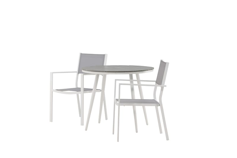 Break Spisegruppe Rund 70 cm+2 Copacabana Stablebare Stoler - Hvit - Hagemøbler & utemiljø - Hagegruppe - Spisegrupper hage