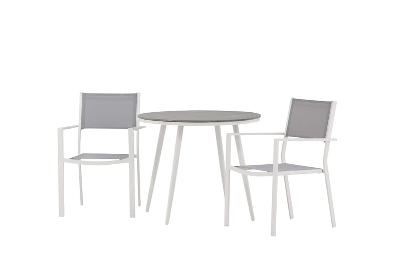 Break Spisegruppe Rund 70 cm+2 Copacabana Stablebare Stoler - Hvit - Hagemøbler & utemiljø - Hagegruppe - Spisegrupper hage