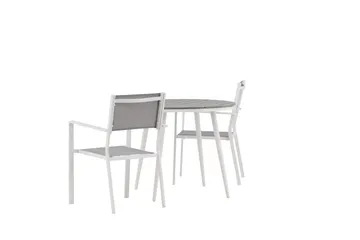 Break Spisegruppe Rund 70 cm+2 Copacabana Stablebare Stoler - Hvit - Hagemøbler & utemiljø - Hagegruppe - Spisegrupper hage