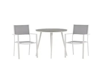 Break Spisegruppe Rund 70 cm+2 Copacabana Stablebare Stoler - Hvit - Hagemøbler & utemiljø - Hagegruppe - Spisegrupper hage