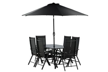 Brekki Spisegruppe 150cm + 6 Spisestoler - Svart - Hagemøbler & utemiljø - Hagegruppe - Spisegrupper hage