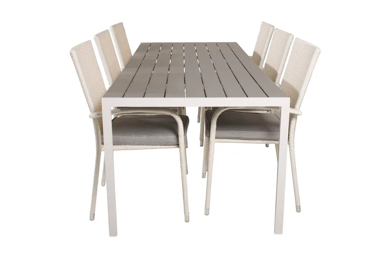 Buitepos Spisegruppe + 6 Ariamab Karmstoler, Polywood/Hvit