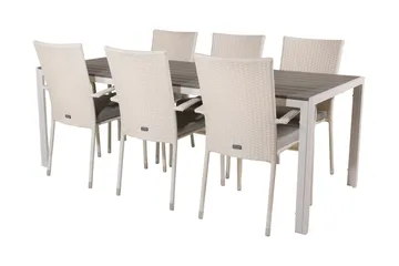 Buitepos Spisegruppe + 6 Ariamab Karmstoler - Polywood/Hvit - Hagemøbler & utemiljø - Hagegruppe - Spisegrupper hage