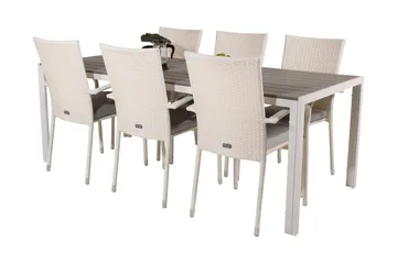 Buitepos Spisegruppe + 6 Ariamab Karmstoler - Polywood/Hvit - Hagemøbler & utemiljø - Hagegruppe - Spisegrupper hage