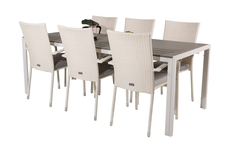 Buitepos Spisegruppe + 6 Ariamab Karmstoler - Polywood/Hvit - Hagemøbler & utemiljø - Hagegruppe - Spisegrupper hage