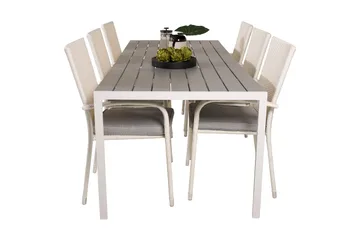 Buitepos Spisegruppe + 6 Ariamab Karmstoler - Polywood/Hvit - Hagemøbler & utemiljø - Hagegruppe - Spisegrupper hage