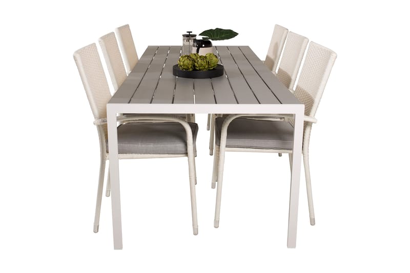 Buitepos Spisegruppe + 6 Ariamab Karmstoler - Polywood/Hvit - Hagemøbler & utemiljø - Hagegruppe - Spisegrupper hage