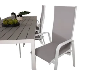 Buitepos Spisegruppe + 6 Dusternbrook Karmstoler - Polywood/Hvit - Hagemøbler & utemiljø - Hagegruppe - Spisegrupper hage